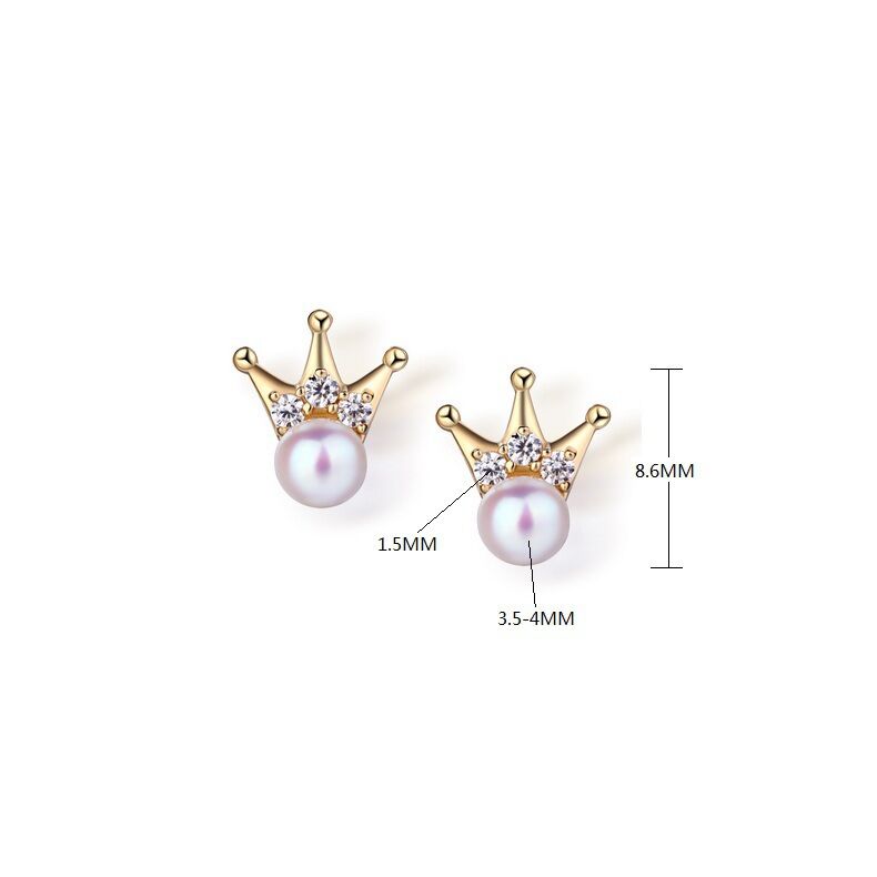 Ladies Pearl 3A zircon Allergy Free Earrings with 14k Yellow Gold